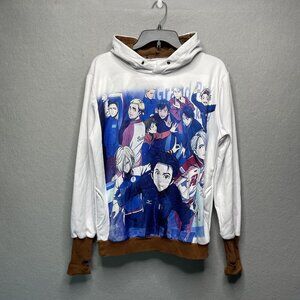 Yuri!!! On Ice Anime Hoodie Cosplay Sweatshirt Vibrant Print White Brown L